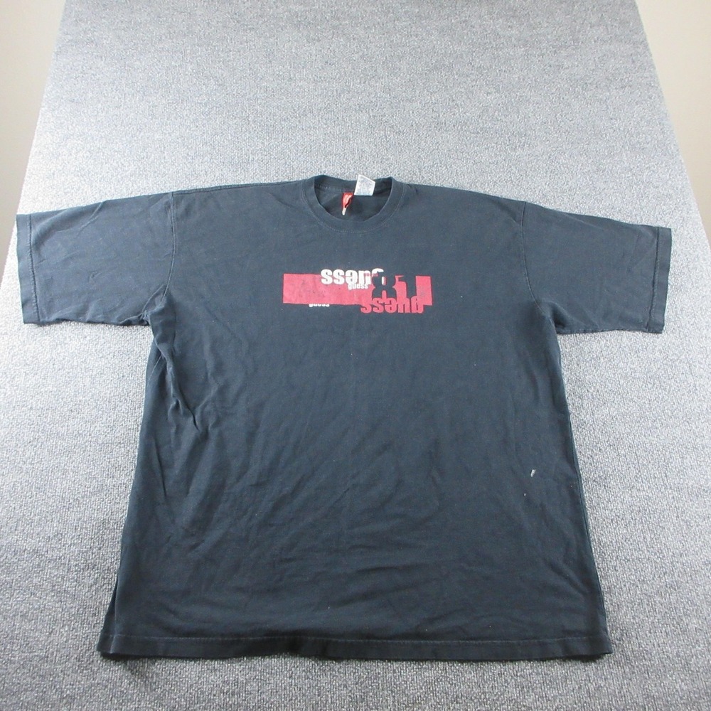 VINTAGE Guess Shirt Mens 3XL Black Short Sleeve Graphic Tee Made USA Cotton 90s - Picture 1 of 8
